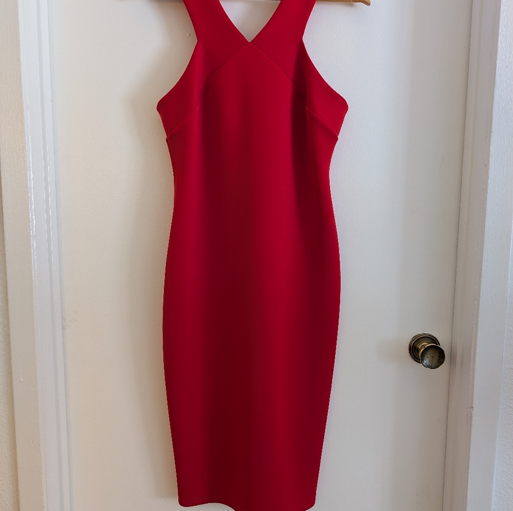 Red dress with gold zipper. Perfect for Valentine's Day!